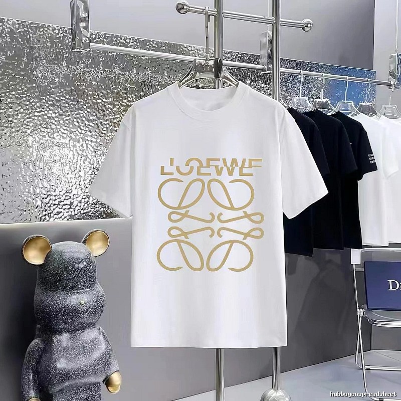 LOEWE Gold Hot-stamped Logo Light Luxury Style White T-Shirt