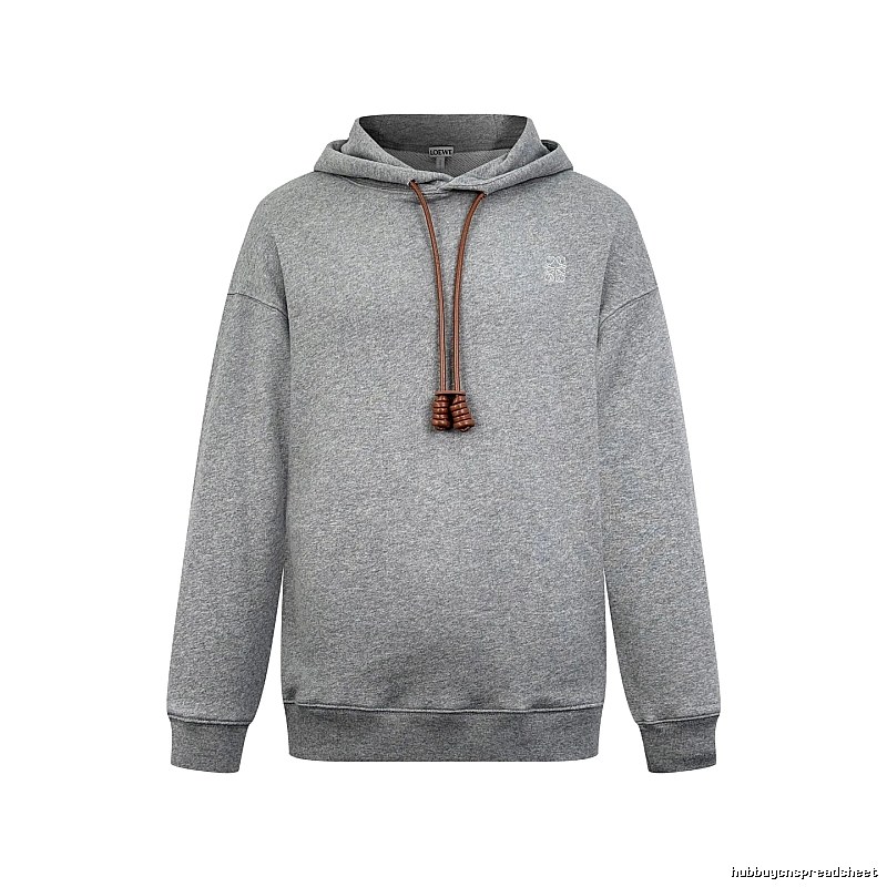 LOEWE Gray Hoodie with Drawcord Detail Hoodie for Travel Look