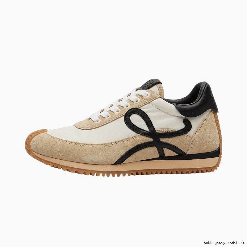 LOEWE retro-style black and brown color-blocking sneakers