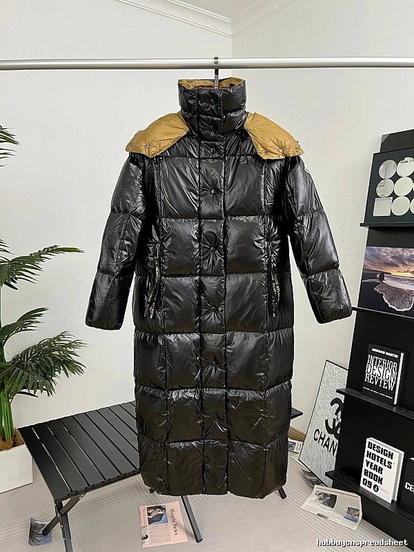 Long Puffer Coat in Black by Moncler