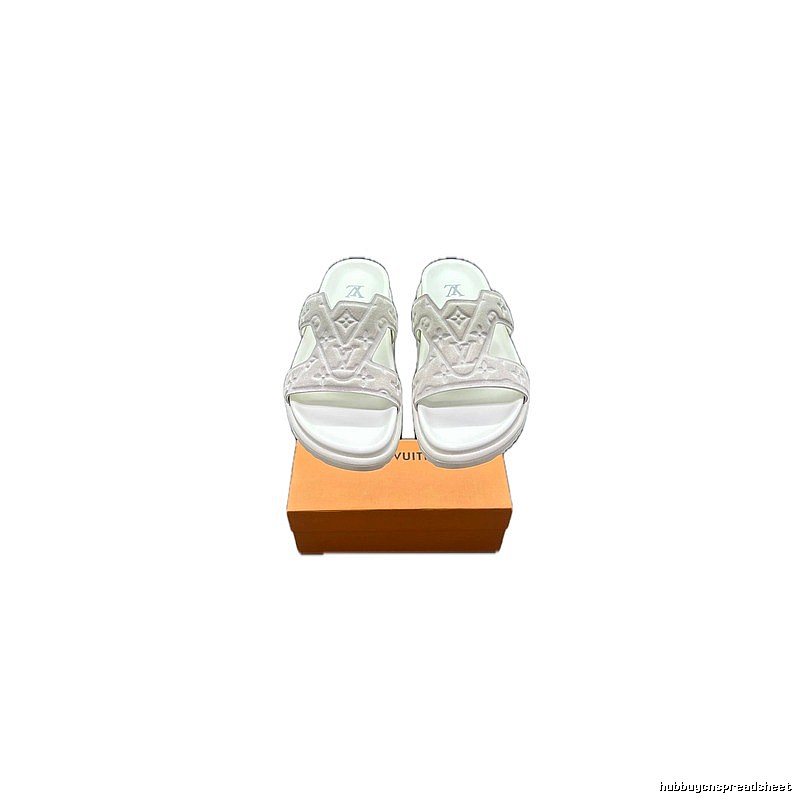 Louis Vuitton Classic Monogram Light Luxury Style White Slide Sandals