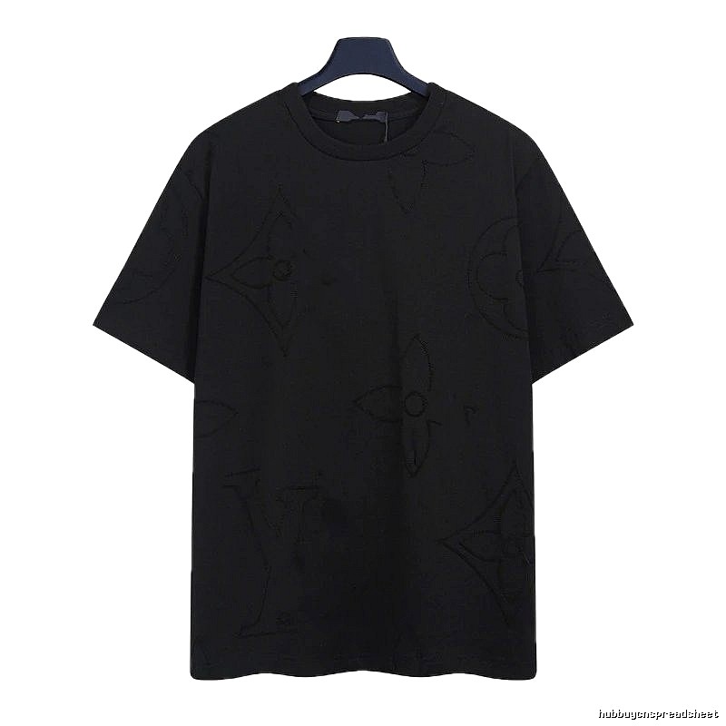 Louis Vuitton Embroidered Monogram Trendy Black T-Shirt
