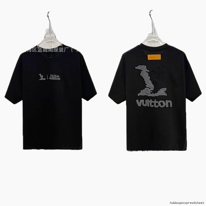 Louis Vuitton Embroidered Street Fashion Style Black Short-sleeve T-shirt