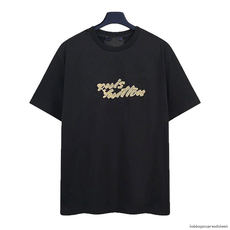 Louis Vuitton Embroidered Trendy Style Black Short-sleeve T-shirt
