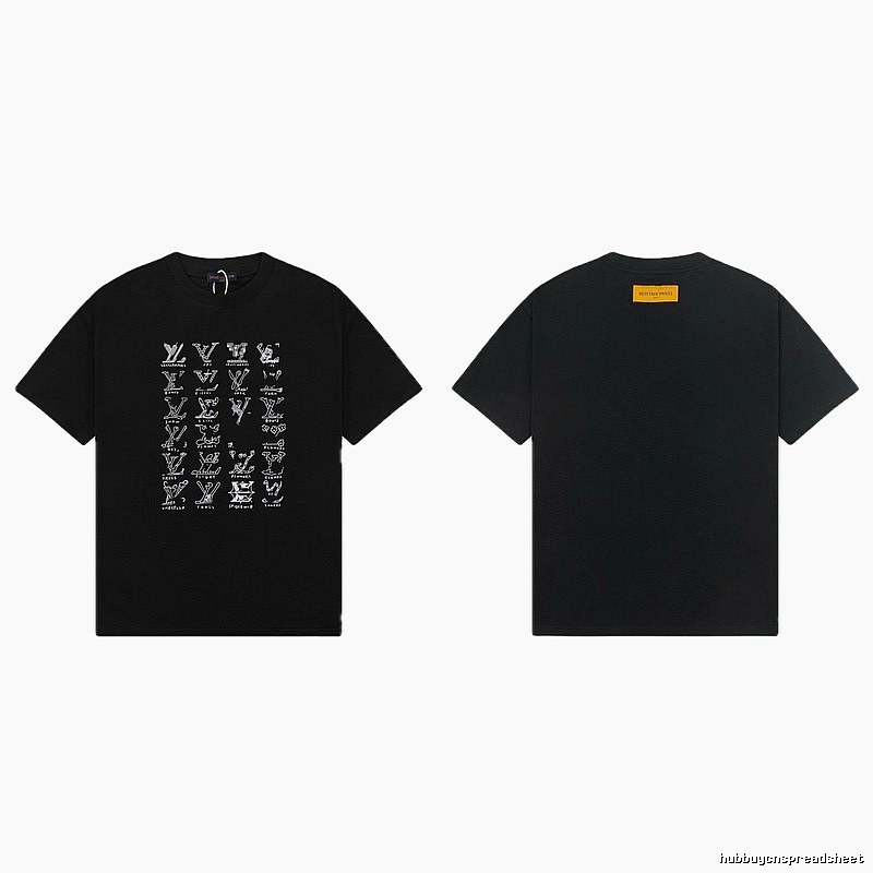 Louis Vuitton Graffiti Trend Style Black Short Sleeve T-Shirt