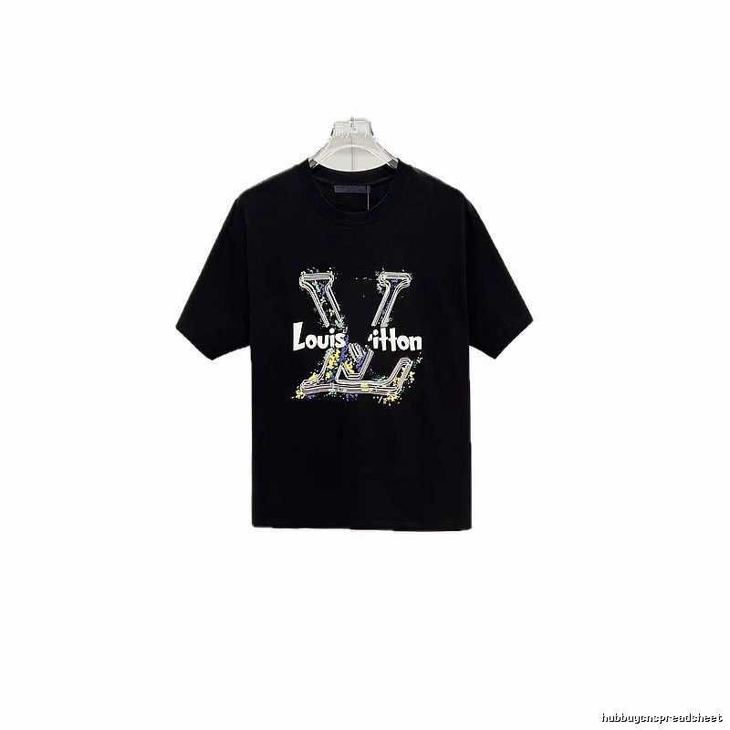 Louis Vuitton Ink-Splashing Graffiti Trendy & Cool Black Short-Sleeve T-Shirt