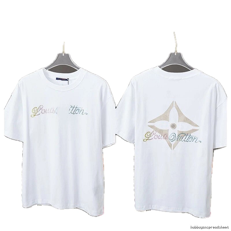 Louis Vuitton Monogram Hot-Fix Rhinestone Trendy White T-Shirt