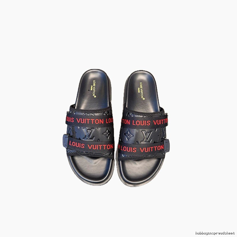 Louis Vuitton Monogram Trendy Black & Red Slide Slippers