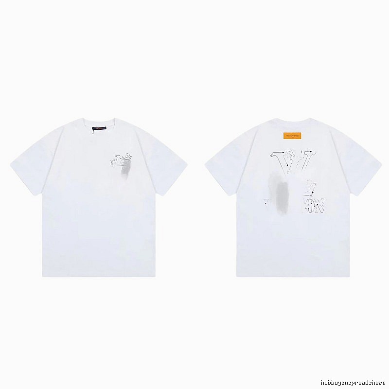Louis Vuitton Trendy Line-drawing Style White Short-sleeve T-shirt