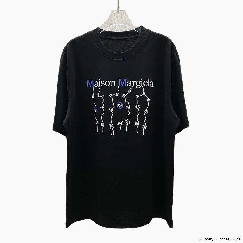 Maison Margiela Digital Embroidery Trendy Black T-Shirt