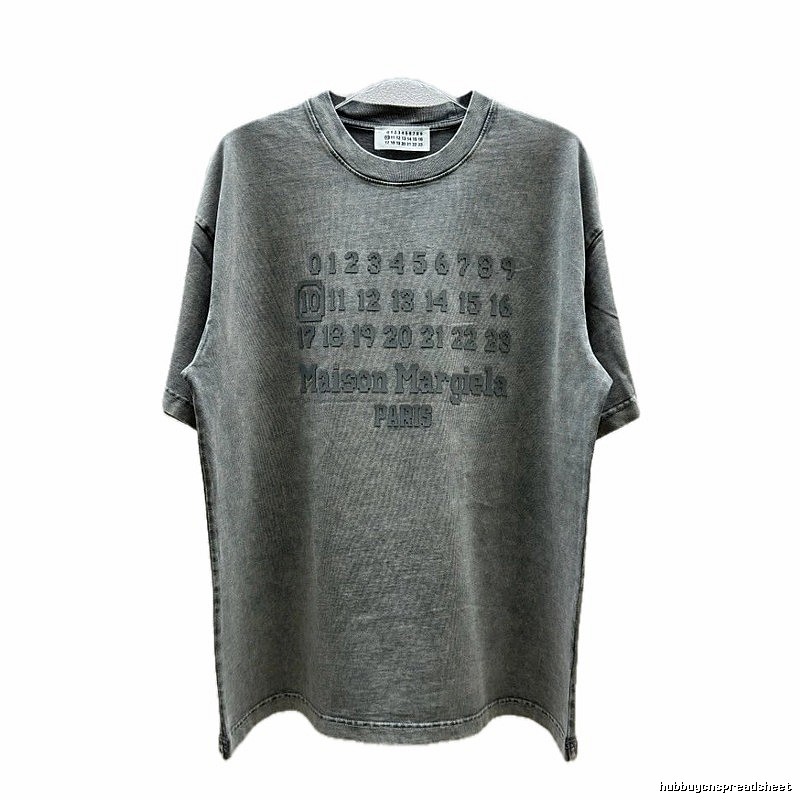 Maison Margiela Numbers Collection Vintage Washed Grey Short Sleeve T-Shirt
