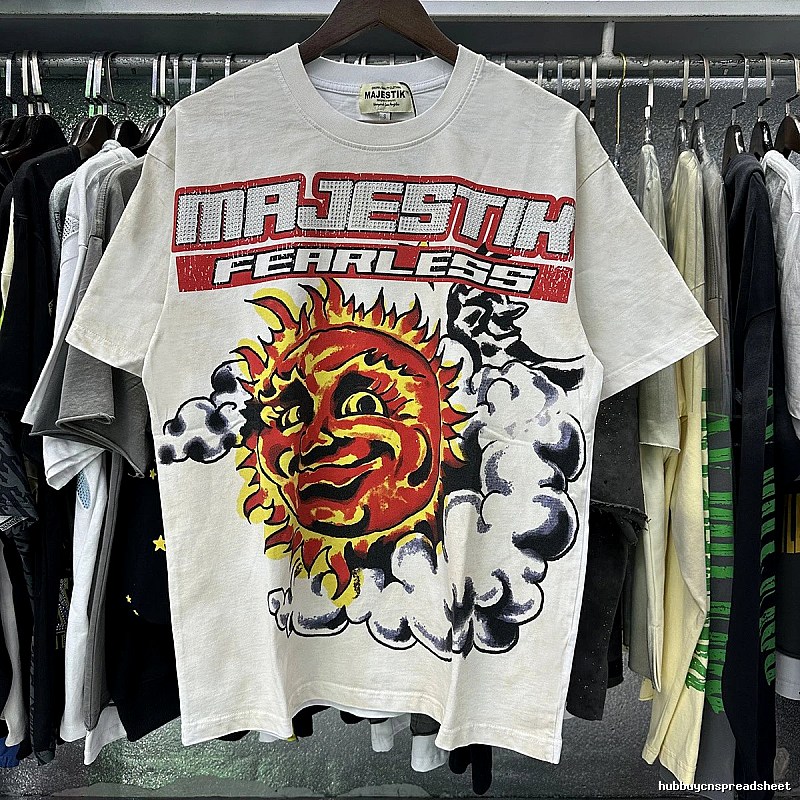 MAJESTIK Sun Print Vintage Style White T-Shirt