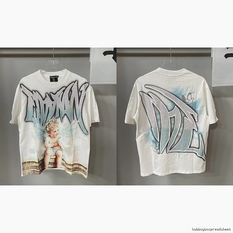 Mixed Emotion Angel Rhinestone Street-style White T-Shirt