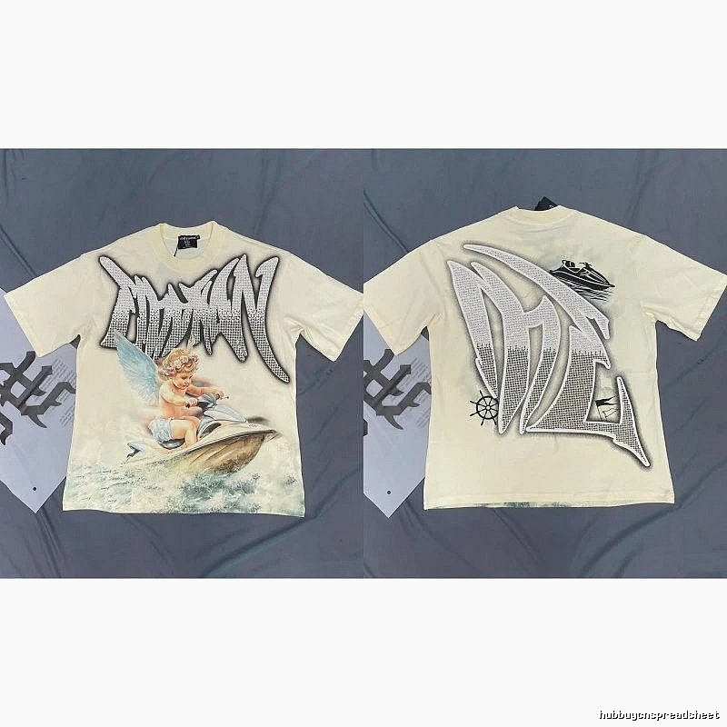 Mixed Emotion Off-white Street-style Angel Print T-shirt