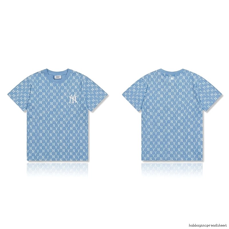 MLB full - print style light blue T - shirt