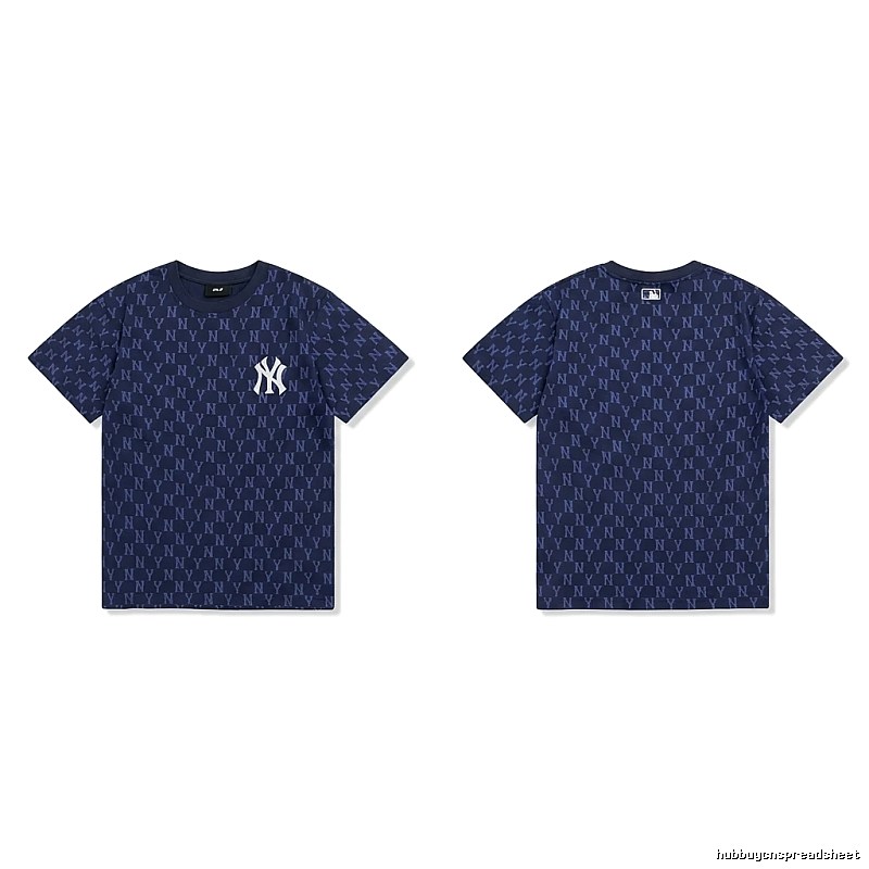 MLB full - print style navy blue T - shirt