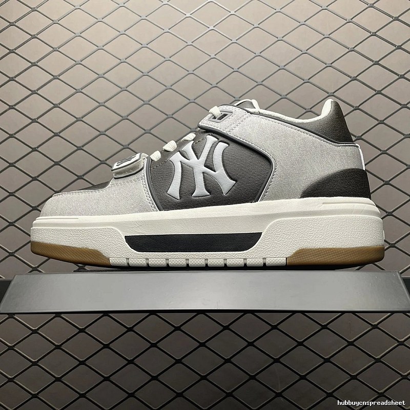 MLB White and Black Logo Chunky Sneakers Defined by Everyday Court Profile