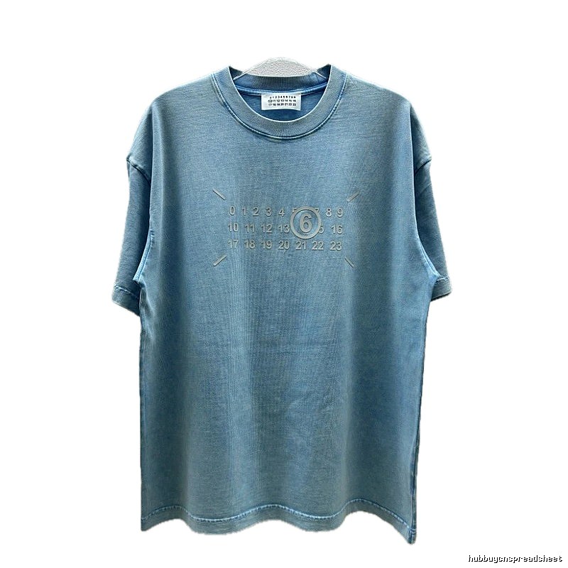 MM6 Maison Margiela Vintage Distressed Light Blue Short-Sleeve T-Shirt