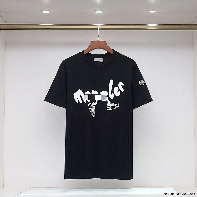 Moncler Casual Printed Black Short Sleeve T-Shirt