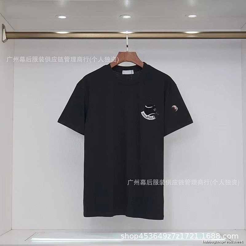 Moncler Embroidered Casual Black Short-sleeve T-shirt