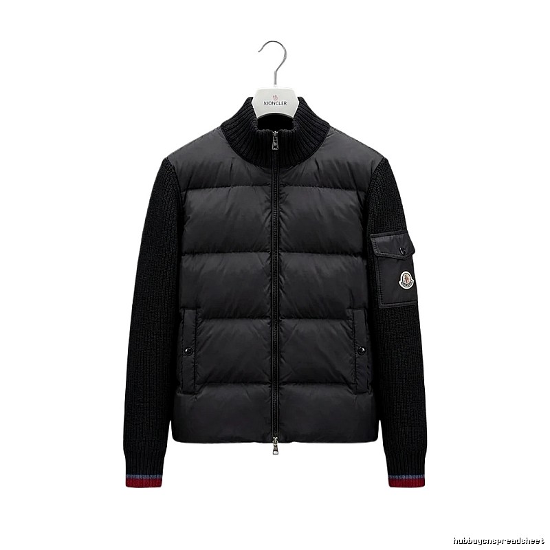 Moncler knitted and spliced black down jacket