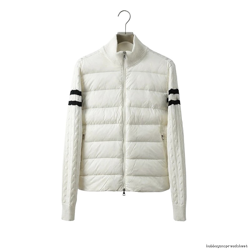 Moncler knitted and spliced windproof white down jacket