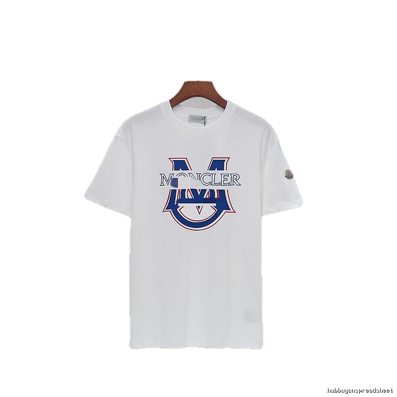 Moncler Large M Printed Casual Style White T-Shirt