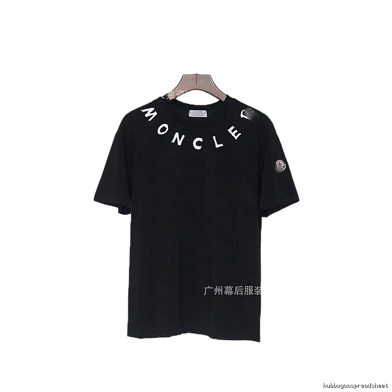 Moncler Letter Print Casual Style Black T-Shirt
