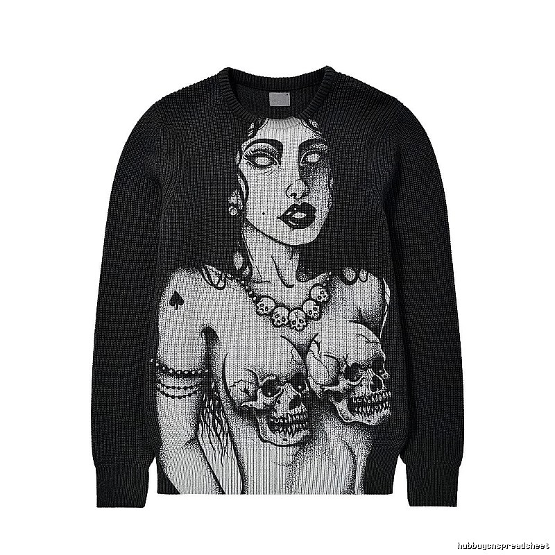 Monogram Anime graphic sweater Black Knit Top for Casual Outfits