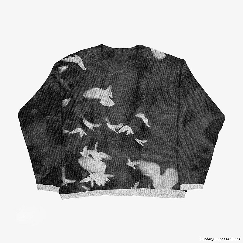 Monogram Anime graphic sweater Black Knit Top for Layered Styling