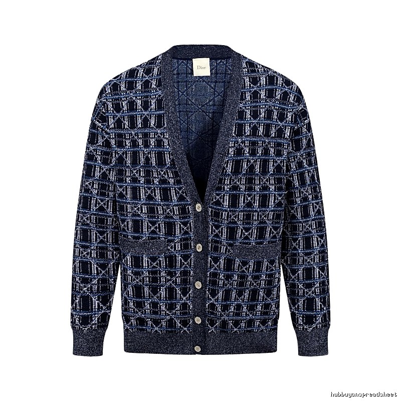Navy Dior Button-front Cardigan for Layered Winter Looks