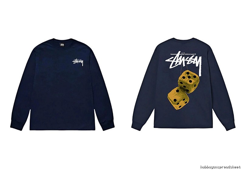 Navy long-sleeved shirt with Stussy dice print