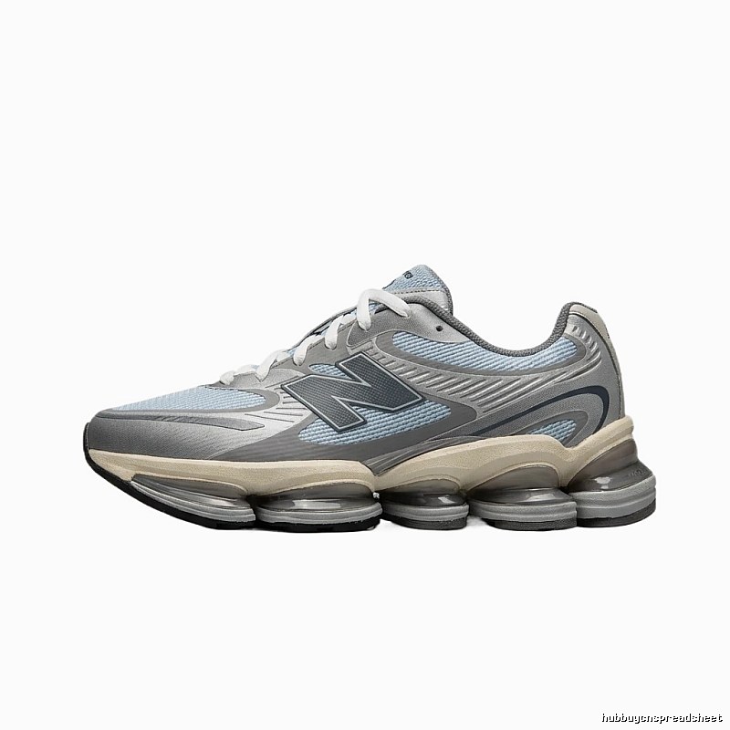 New Balance retro-style grey-blue sports shoes