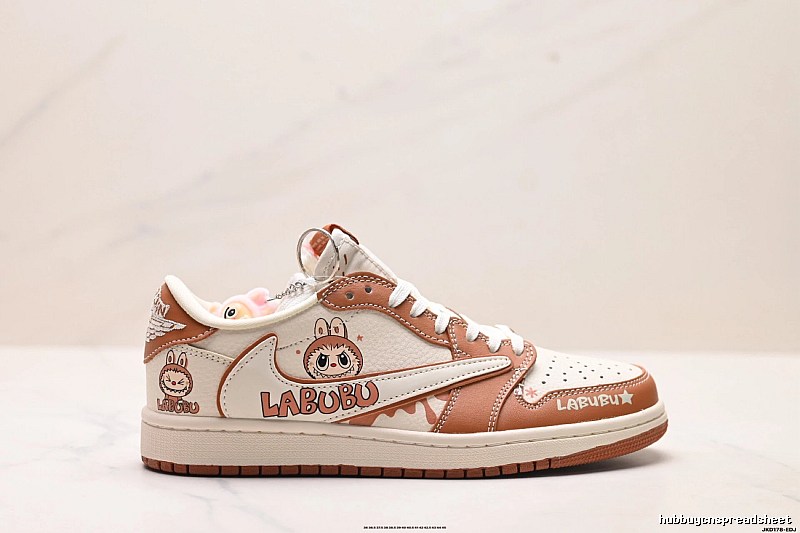 Nike co-branded cartoon-style brown and white shoes