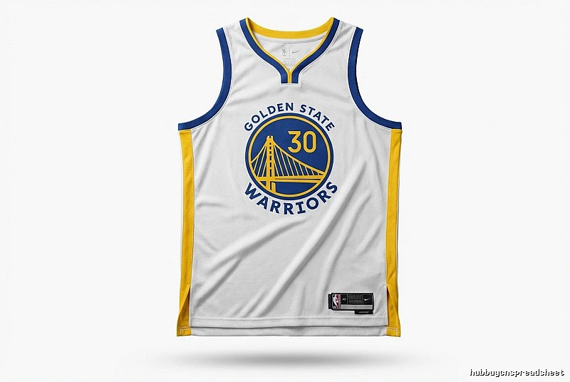 Nike Curry No.30 white, blue and yellow jersey