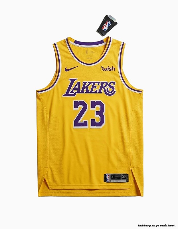 Nike LeBron James Lakers yellow jersey.