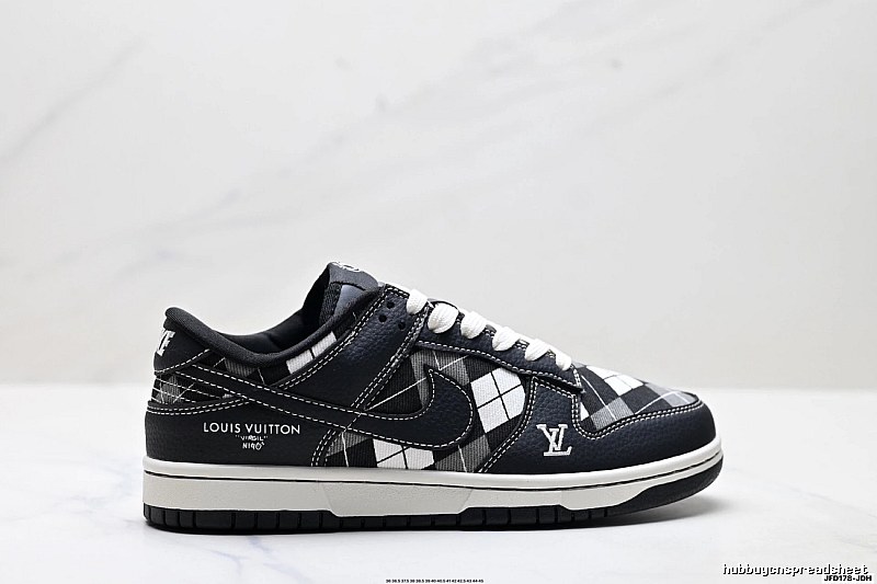 Nike LV co-branded black and white checkered sports shoes