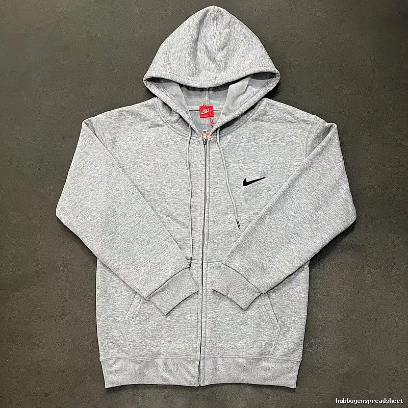 Nike Zip-Front Design Gray Zip Hoodie Daily Styling Swoosh