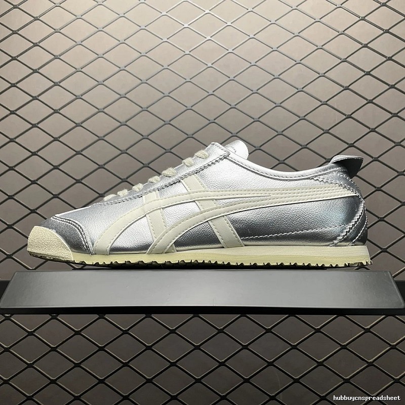 Onitsuka Tiger Low-Top Sneakers, Classic Lace-Up in Silver and Cream