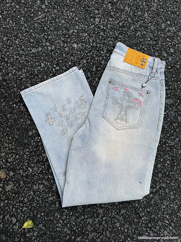 Pale Blue Printed Denim Jeans for daily