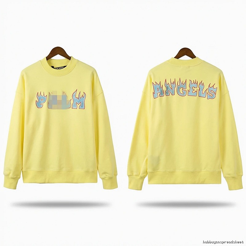 Palm Angels Flame Trendy Brand Yellow Sweatshirt
