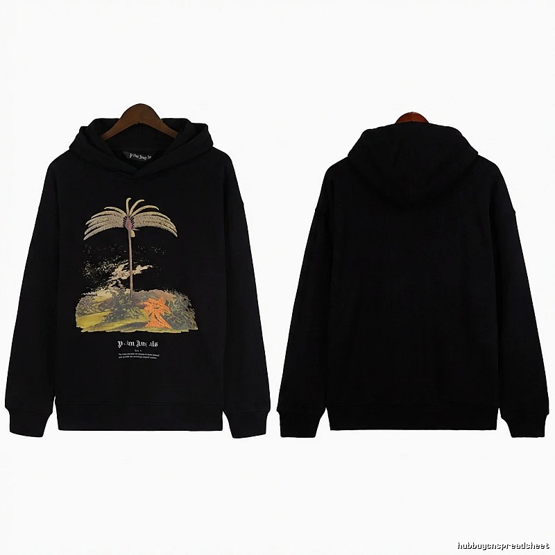Palm Angels Palm Print Style Black Sweatshirt