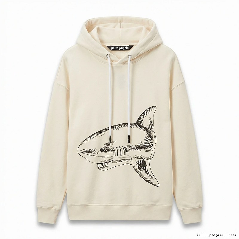 Palm Angels Shark Series Simple Style Beige Hoodie