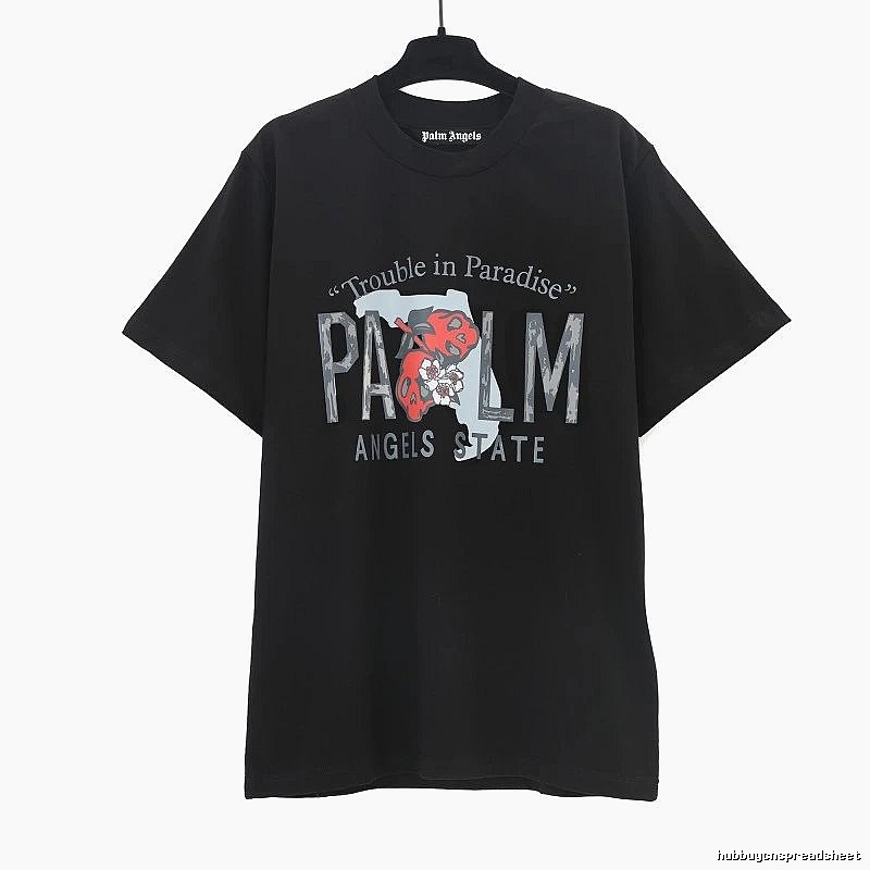 Palm Angels Travel Logo T-shirt White Palm Tree with Modern Look