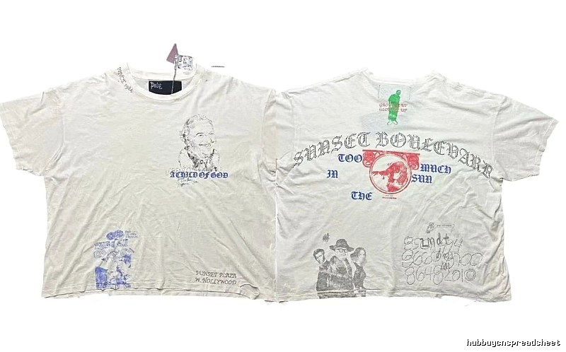 Paly Hollywood Sunset Collection Vintage Distressed Off-white T-shirt