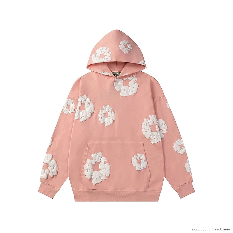 Peach Pink Floral Pullover Hoodie
