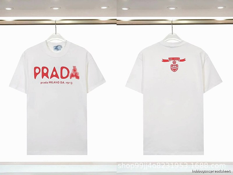 Prada Graffiti Collection Casual Style White Short-sleeve T-shirt