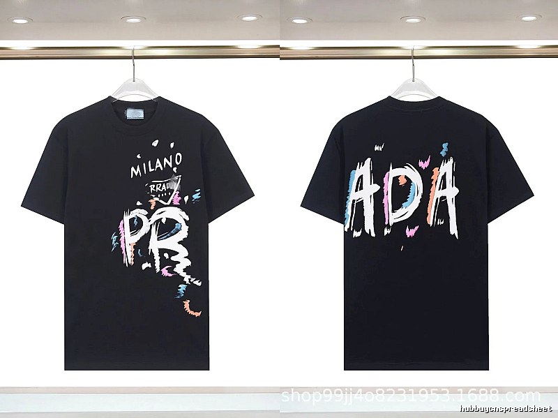 Prada Graffiti Collection Street Style Black T-Shirt