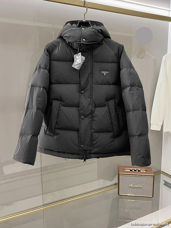 Prada Hooded Puffer Jacket with Black Hooded Logo