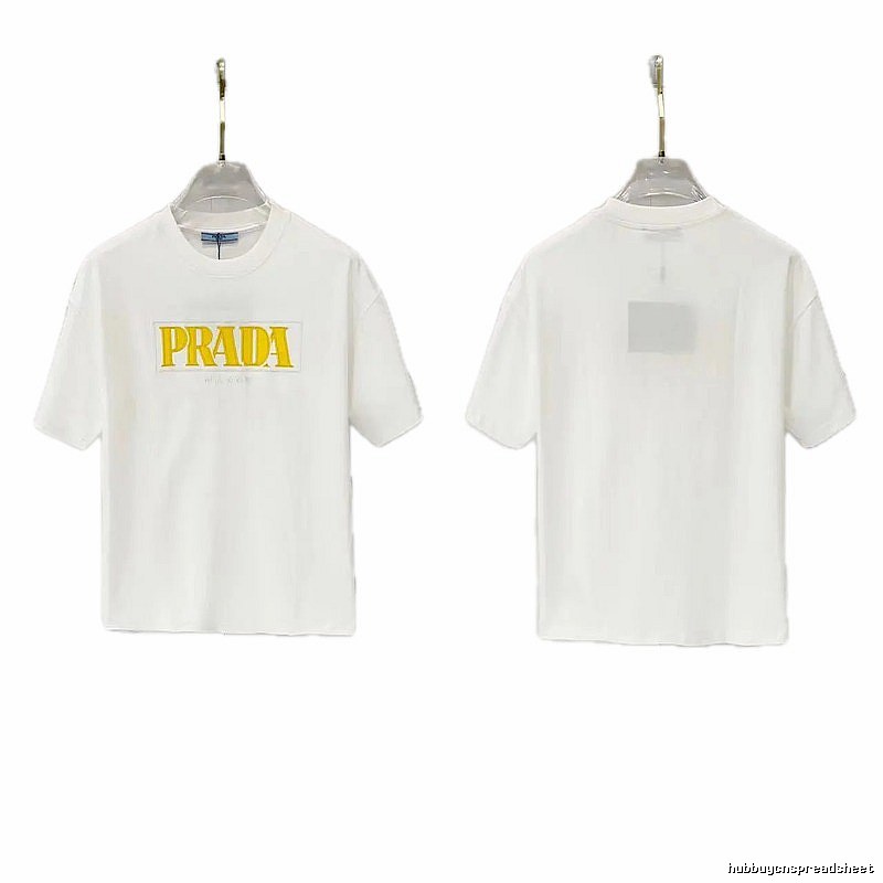 Prada Letter Print Streetwear Style White T-Shirt